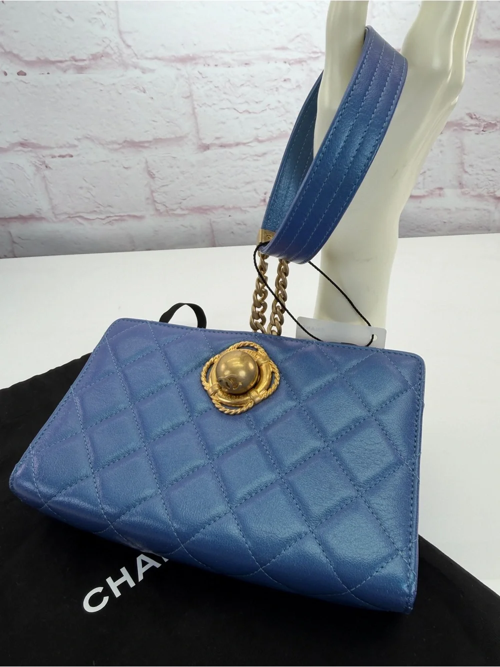 Chanel Evening by the Sea Blue Quilted Clutch Bag